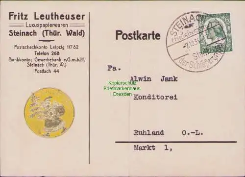 B15697 Postkarte DR Schiller 1934 Luxuspapierwaren Leutheuser Steinach Th. Wald