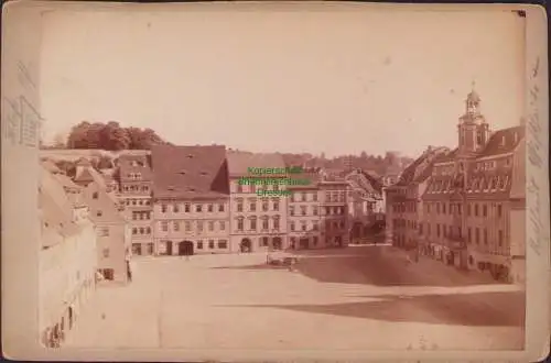 B15789 Foto auf Hartpappe um 1895 Weißenfels Marktplatz Hotel Sächs. Hof