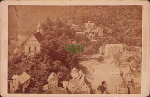 B15791 Foto auf Hartpappe um 1895 Tharandt Blick ins Tal mit Kirche