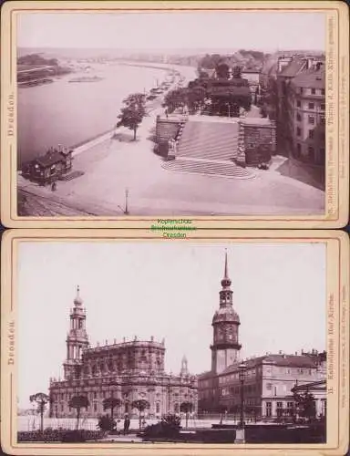 B15795 2x Foto 1885 Dresden Brühlsche Terasse vom Turm der kath. Kirche