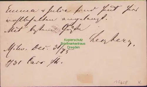 B15658 Ganzsache Postkarte USA Milwaukee Wisconsin 1885 36 nach Neustädtel bei