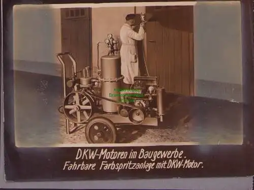 B15706 Fotokarte zur Geschichte von DKW um 1928 Motoren im Baugewerbe
