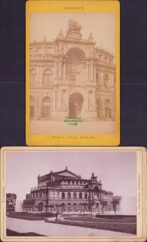 B15796 2x Foto auf Hartpappe 1885 Dresden Das Königliche Hoftheater Portal