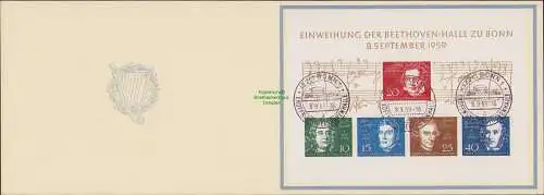 B15749 BRD Gedenkblatt zur Einweihung der Beethovenhalle zu Bonn 1959 ESST