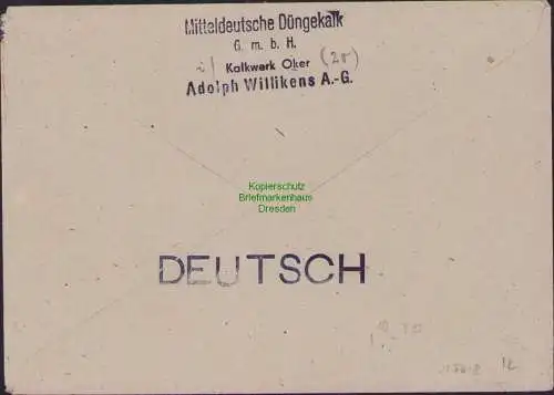 B15618 Brief Grenzgängerpost Wernigerode - Braunschweig 1945 Freistempel