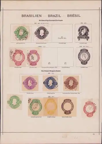 B15479 21 Ganzsachen Ausschnitte Brasilien Brazil 1867 - 1898