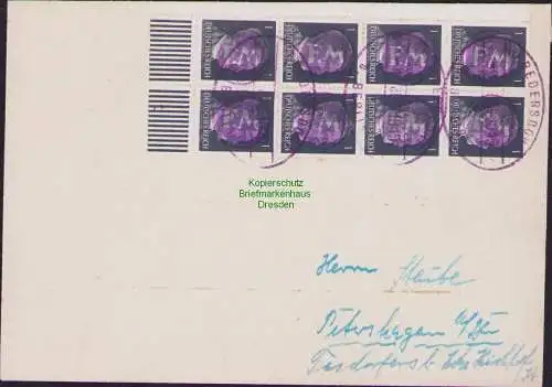 B15556 Brief Lokalausgabe Fredersdorf 8x 1 Pfg. Hitler Aufdruck FM 4. Jul. 1945