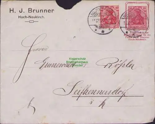 B15552 Brief Privatganzsache H. J. Brunner Hoch-Neukirch 1908