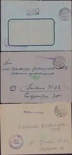 B15578 3x Brief Gebühr bezahlt Greifswald 1945 Märkisches Elektrizitätswerk Berl