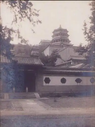B15011 China großes Foto 22,6 x 17,0 cm Peking Palast Pagode um 1910