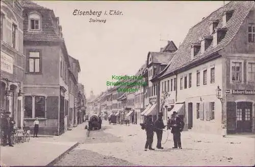 158528 AK Eisenberg in Thür. um 1910 Steinweg Ecke Markt
