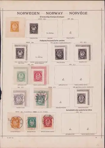 B15470 Ganzsachen Ausschnitte Norwegen Norway 1879 - 1889