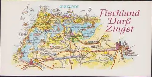 B15530 Landkarten AK Ostsee Fischland Darß Zingst Stralsund Hoppe Leipzig 1974