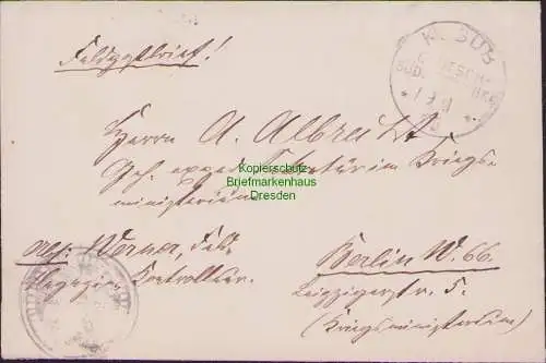 B15522 Brief Deutsch Südwestafrika Kubub 1905 Feldpost Kriegsministerium Berlin
