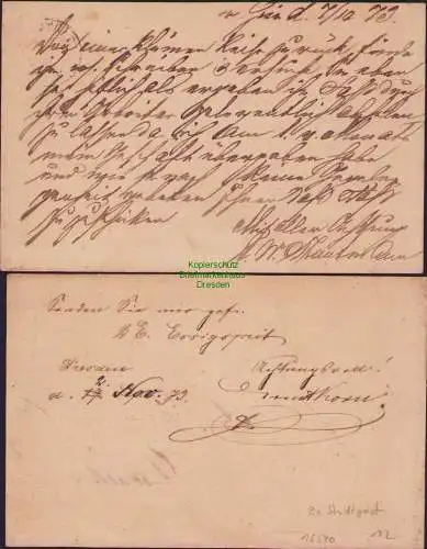 B15540 2x Ganzsache DR zwei verschiedene Stempel Stadtpost Dresden 1873