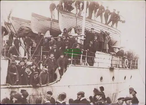 B15516 Foto um 1910 China SMS Otter Transport Dampfer Hudson Haro Rettungsboote