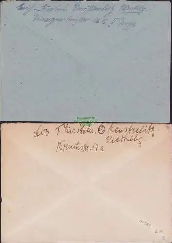 B15583 2x Brief Gebühr bezahlt Neustrelitz 1945 Märkisches Elektrizitätswerk Ber