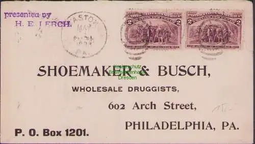 B15643 Brief USA mit 2x 74 Columbus 2 cent nach Philadelphia 1893