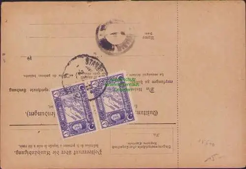 B15510 Paketkarte Elberfeld nach Konstantinopel Türkei 1917