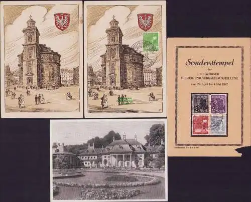 B15634 8x Brief Postkarte Alliierte Besetzung SST Schwerin Gedenkblatt Frankfurt