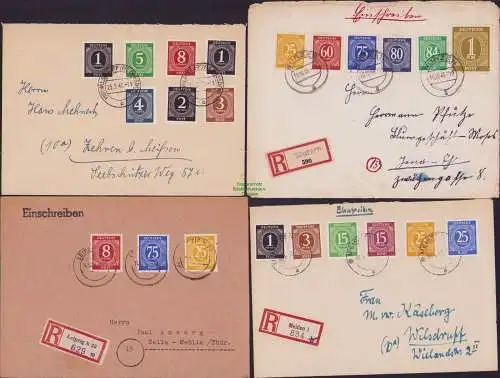 B15634 8x Brief Postkarte Alliierte Besetzung SST Schwerin Gedenkblatt Frankfurt