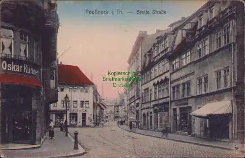 158469 AK Pößneck i. Th. Breite Straße um 1920 verschiedene Geschäfte