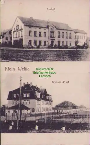 158347 AK Klein Welka Gasthof Artillerie Depot 1909