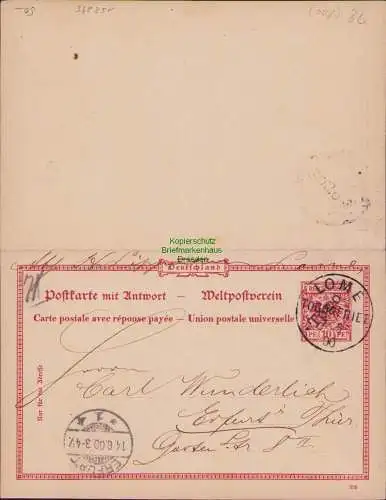 158295 Ganzsache Togo P 8 Antwortganzsache echt gelaufen Lome 1900 ohne Text