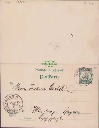 158299 Ganzsache Togo P 13 Antwortganzsache echt gelaufen Anecho 1907 ohne Text