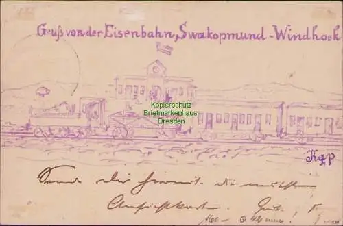 158303 AK Ganzsache Eisenbahn Swakopmund Windhoek Wanderstempel Kapenousseu