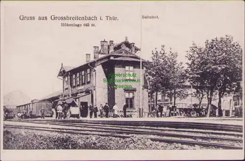158449 AK Großbreitenbach i. Thür. Bahnhof Gleisseite um 1910