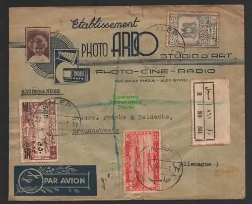 B8972 Brief Luftpost Par Avion Aleppo Syrien 1950 nach Braunschweig Photo Ardo