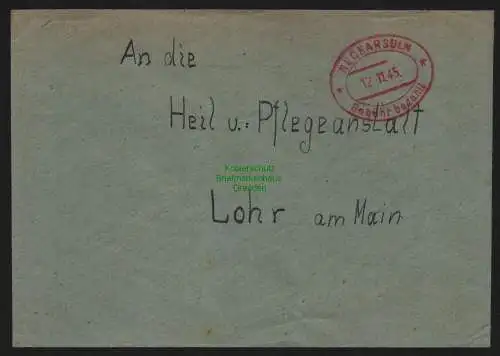 B10321 Brief BAZ Gebühr bezahlt 1945 Neckarsulm nach Lohr am Main