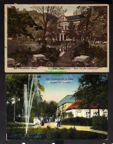 132370 2 AK Bad Freienwalde Oder Hotel restaurant Papen Mühle 1929 Kurpark