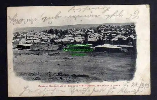 132493 AK Central Bloemfontein 1904 showing the Raadzaal and Dutch Church