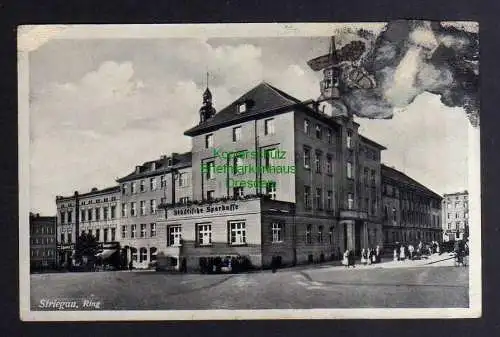132509 AK Strzegom Striegau Ring Städtische Sparkasse um 1930
