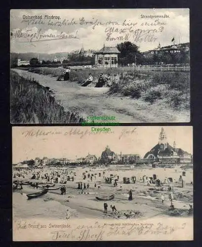 132470 2 AK Gruss aus Swinemünde Kurhaus 1904 Misdroy 1906 Strandpromenade