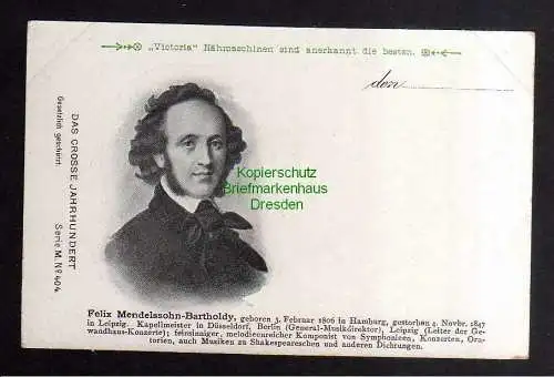 131726 AK Felix Mendelssohn Bartholdy um 1900 Serie Das Grosse Jahrhundert