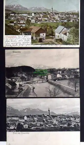131049 AK Traunstein 1905 - 1907 Fluß Brücke Panorama