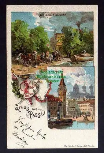 131124 AK Passau Litho Merkuria Festkarte Jubelfeier 1898