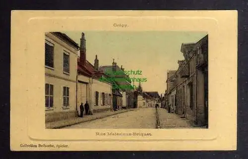 129463 AK Crepy Aisne Rue Malezieux Briquet Feldpost 1914