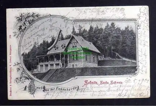 129525 AK Sebnitz Sächs. Schweiz Finkenbaude 1901 Bahnpost Schandau - Niederneu