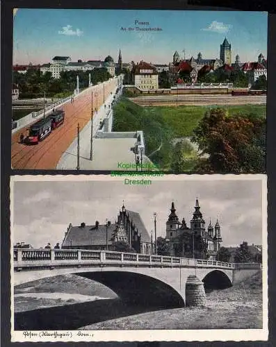 129162 2 AK Posen An der Theaterbrücke 1915 Brücke 1941