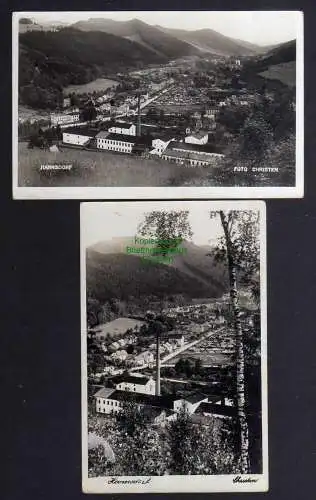 124492 2 AK Hanusovice Hannsdorf 1938 Fotokarte Panorama Fabrik