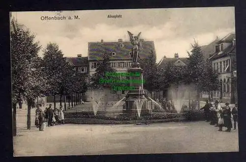 124728 AK Offenbach am Main 1913 Aliceplatz Brunnen Denkmal