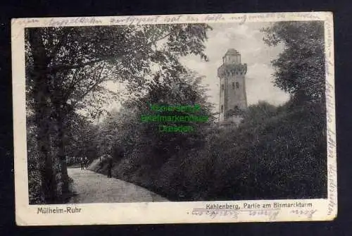 124698 AK Mülheim an der Ruhr Kahlenberg Bismarckturm 1918