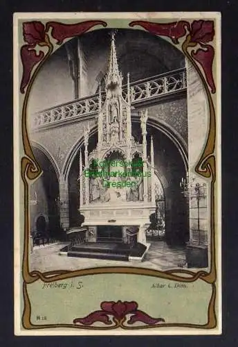 124457 AK Freiberg 1905 Altar im Dom Passepartout Jugendstil