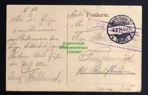 124130 AK Saarbrücken Bahnhofstrasse 1914 Feldpost Zensur