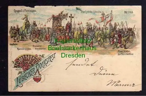 120989 AK Lübeck Litho Lübecker Volksfest 1898 Gruppe I d. Festzuges Gründung