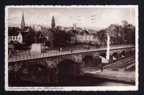 112958 AK Saarbrücken 1934 Schloßbrücke Hotel Rheinischer Hof Bahnhofstr. 43 Heu